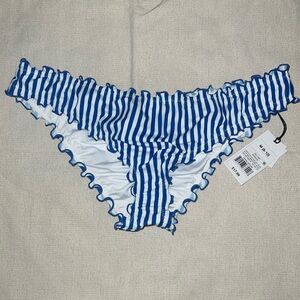 Blue and White Striped Bikini Bottom